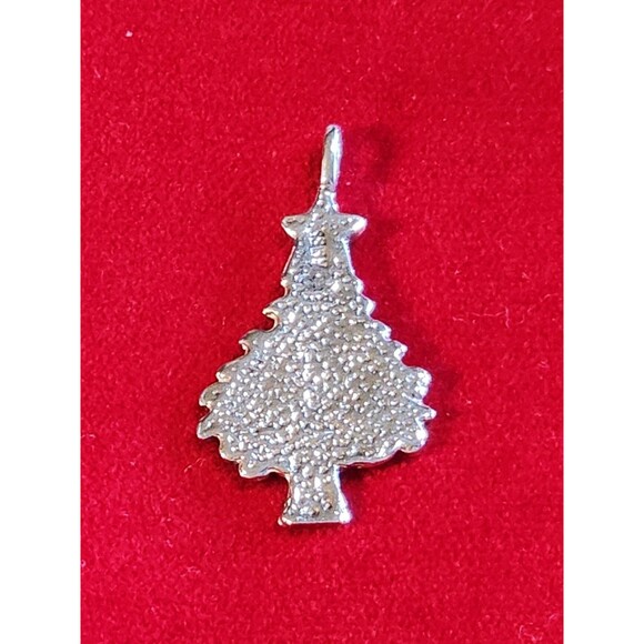 Christmas Tree Pendant Charm Pine Star Topper Solid Cast Sterling Silver 925 - Picture 2 of 6